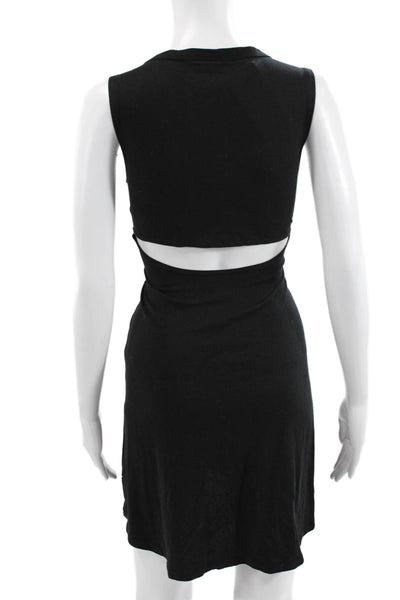 Michael Lauren Women Black Tencel Tank Dress Round Neck Short Size XS