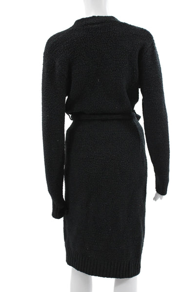 Skims Womens Belted Night Robe Black Size Extra Extra Small