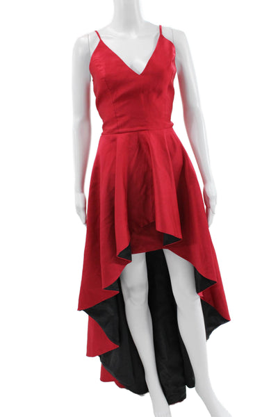 Nha Khanh Womens Fit & Flare Dress Red V-Neck Sleeveless Full-Length Size 6