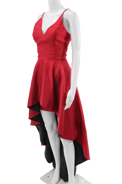 Nha Khanh Womens Fit & Flare Dress Red V-Neck Sleeveless Full-Length Size 6