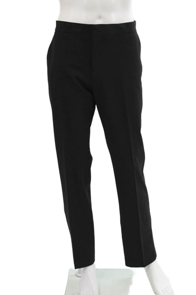 J. Ferrar Mens Dress Pants Black Herringbone Polyester Zip Closure Size 36