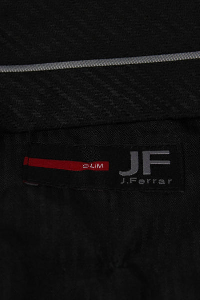 J. Ferrar Mens Dress Pants Black Herringbone Polyester Zip Closure Size 36