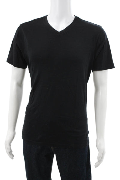 Robert Barakett Mens Basic V Neck Pima Cotton T Shirt Black Size L