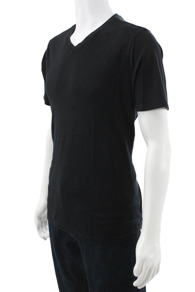 Robert Barakett Mens Basic V Neck Pima Cotton T Shirt Black Size L