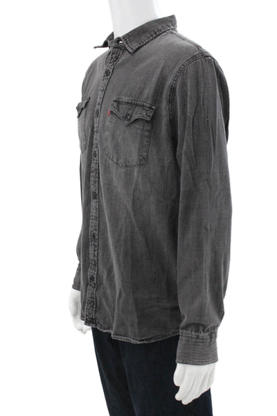 Levi's Mens Cotton Collar Long Sleeve Button Down Shirt Black Size L