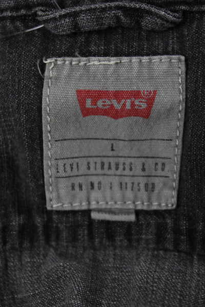 Levi's Mens Cotton Collar Long Sleeve Button Down Shirt Black Size L