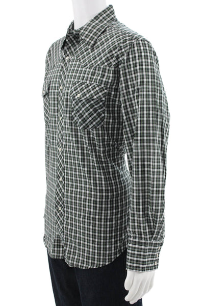 Wrangler Mens Cotton Plaid Collar Long Sleeve Button Down Shirt Black Size L