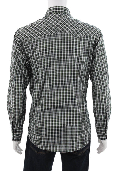 Wrangler Mens Cotton Plaid Collar Long Sleeve Button Down Shirt Black Size L