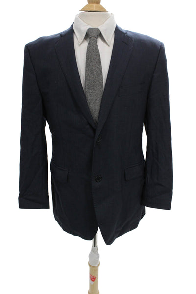 Ermenegildo Zegna Men's Blue Wool Herringbone Blazer Button Size 42