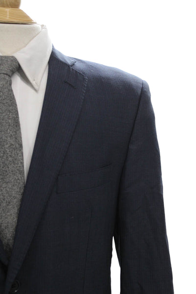 Ermenegildo Zegna Men's Blue Wool Herringbone Blazer Button Size 42