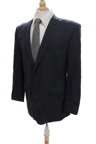 Ermenegildo Zegna Men's Blue Wool Herringbone Blazer Button Size 42