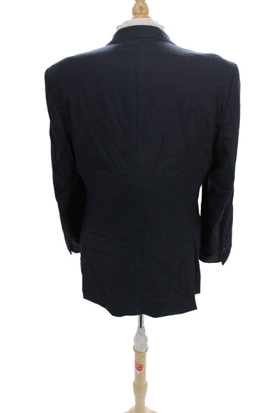 Ermenegildo Zegna Men's Blue Wool Herringbone Blazer Button Size 42