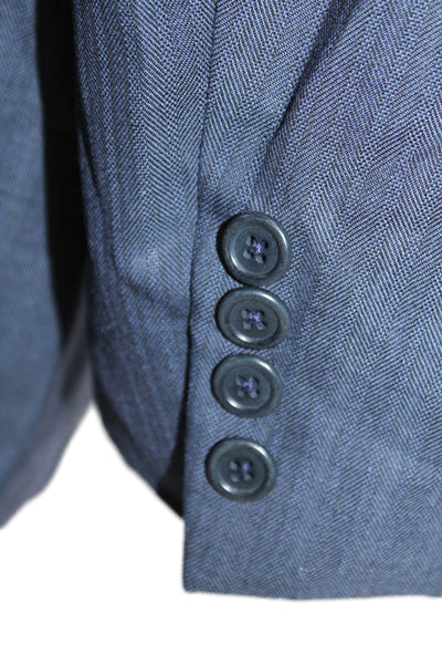 Ermenegildo Zegna Men's Blue Wool Herringbone Blazer Button Size 42