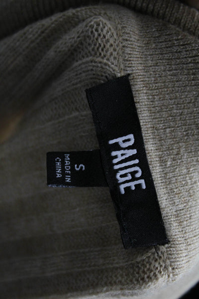 Paige Black Label Women Beige Merino Pullover Sweater Short Sleeve Size S