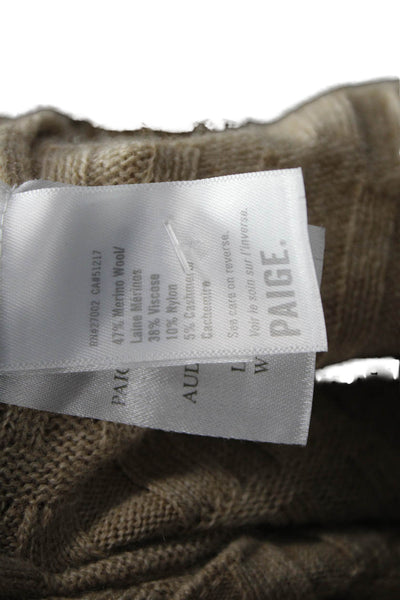 Paige Black Label Women Beige Merino Pullover Sweater Short Sleeve Size S