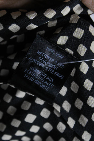 Nili Lotan Womens Black Silk Check Collared Long Sleeve Blouse Size S
