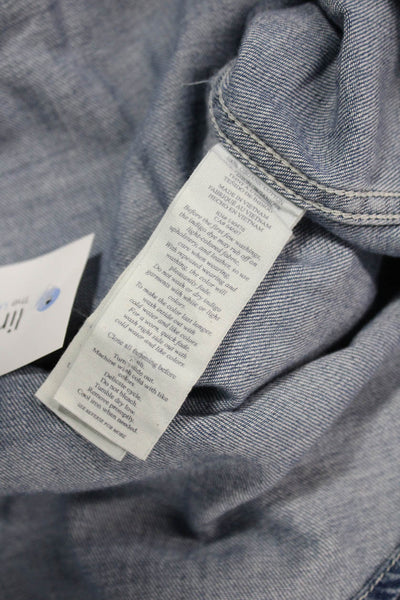 Faherty Women Basic Blue Cotton Collared Button-Up Long Sleeve Size S