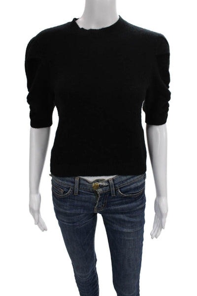 Frame Women 100% Cashmere Pullover Crew Neck 3/4 Sleeve Black Size XS
