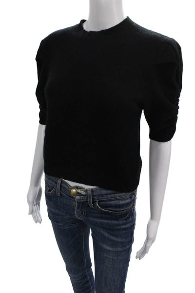 Frame Women 100% Cashmere Pullover Crew Neck 3/4 Sleeve Black Size XS