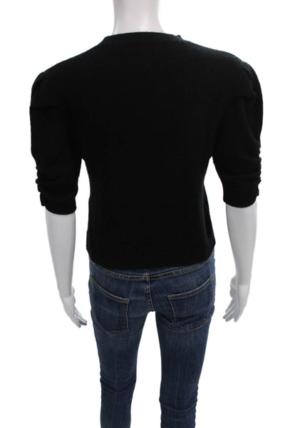 Frame Women 100% Cashmere Pullover Crew Neck 3/4 Sleeve Black Size XS