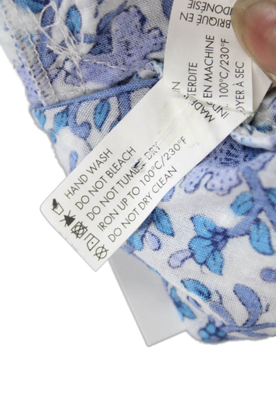 Poupette St. Barth Women Midi Floral Cotton V-Neck Short Sleeve Dress Size S