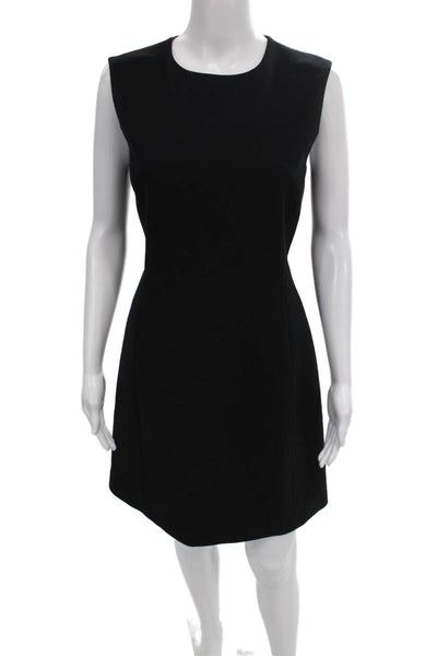 Theory Womens Sheath Dress Black Wool Knee Length Sleeveless Round Neck Size 6