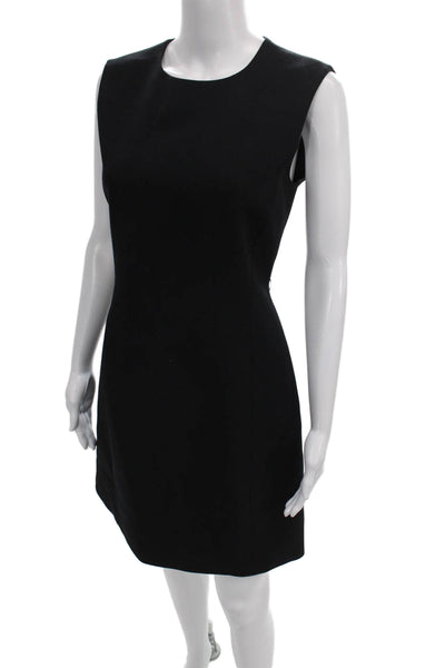Theory Womens Sheath Dress Black Wool Knee Length Sleeveless Round Neck Size 6