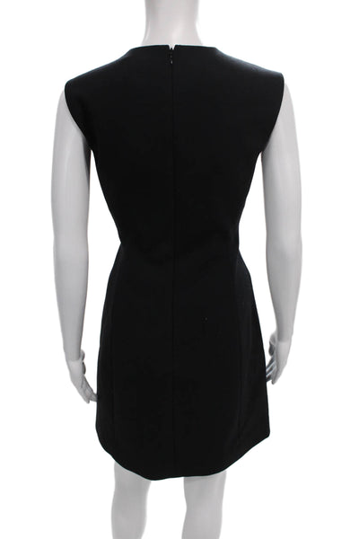 Theory Womens Sheath Dress Black Wool Knee Length Sleeveless Round Neck Size 6