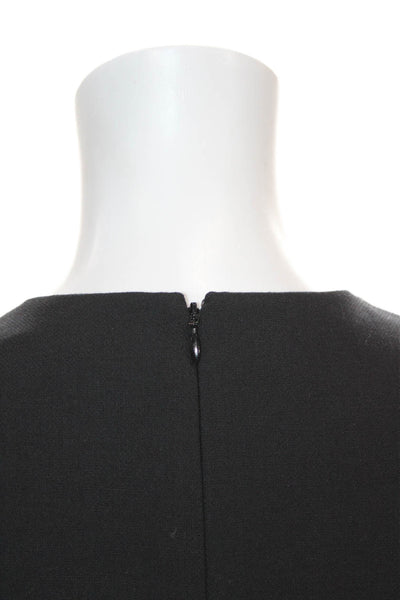 Theory Womens Sheath Dress Black Wool Knee Length Sleeveless Round Neck Size 6