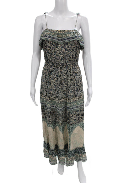 Ba&Sh Women Maxi Floral Viscose Dress Square Neck Sleeveless Multicolor Size 4
