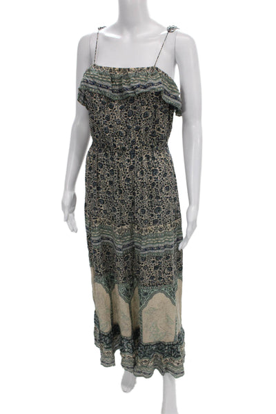 Ba&Sh Women Maxi Floral Viscose Dress Square Neck Sleeveless Multicolor Size 4