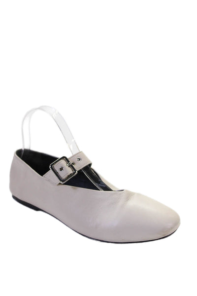 COS Womens Leather Buckle Closure Ballet Flats White Size 39 9
