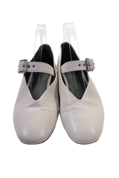 COS Womens Leather Buckle Closure Ballet Flats White Size 39 9