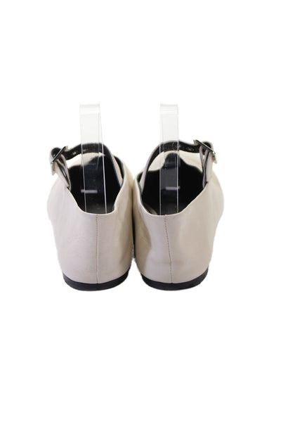 COS Womens Leather Buckle Closure Ballet Flats White Size 39 9