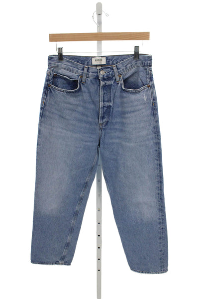 Agolde Womens Cropped High Rise Blue Jeans 100% Cotton Size 27