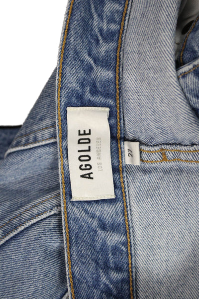 Agolde Womens Cropped High Rise Blue Jeans 100% Cotton Size 27