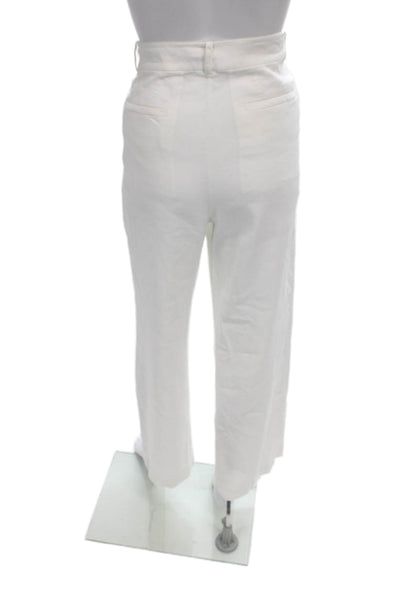 Jenni Kayne Womens Dress Pants White Linen Button Front Size 4
