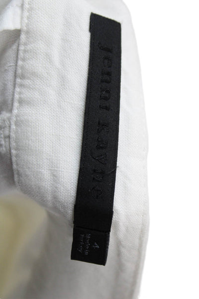 Jenni Kayne Womens Dress Pants White Linen Button Front Size 4