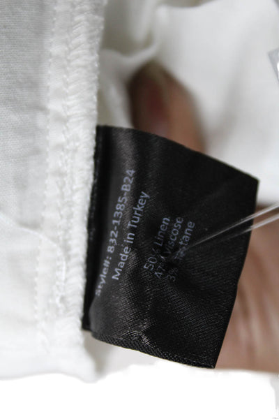 Jenni Kayne Womens Dress Pants White Linen Button Front Size 4