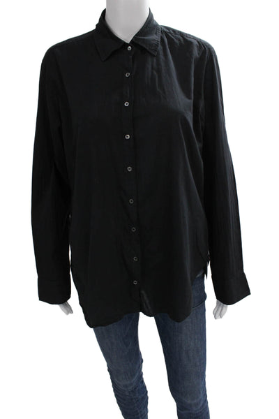 Xirena Women Black Cotton Collared Long Sleeve Basic Button-Up Size XS