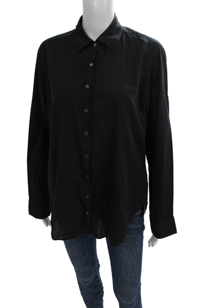 Xirena Women Black Cotton Collared Long Sleeve Basic Button-Up Size XS