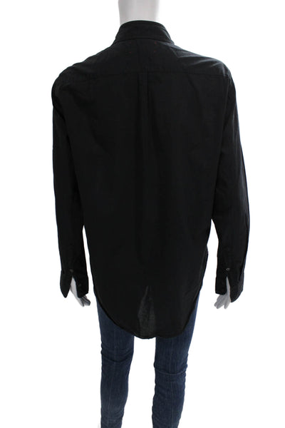 Xirena Women Black Cotton Collared Long Sleeve Basic Button-Up Size XS