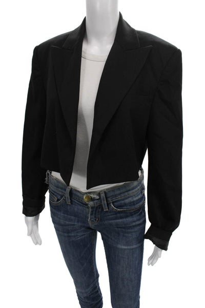 Zara Womens Basic Jacket Black Button Long Sleeve Size XS