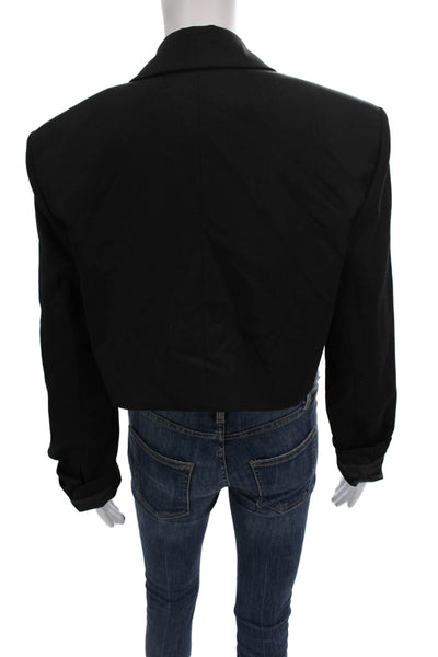 Zara Womens Basic Jacket Black Button Long Sleeve Size XS