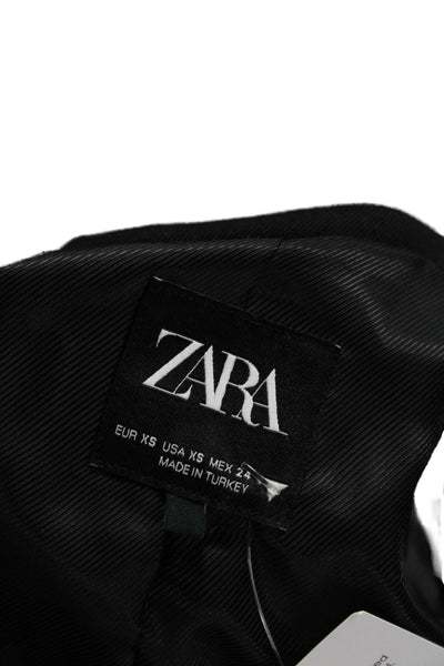 Zara Womens Basic Jacket Black Button Long Sleeve Size XS