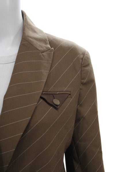 Bardot Women Brown Pinstripe Blazer Button Long Sleeve Size S