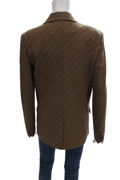 Bardot Women Brown Pinstripe Blazer Button Long Sleeve Size S