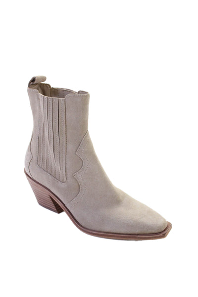 Dolce Vita Women's Pointed Toe Block Heel Ankle Boots Beige Size 6