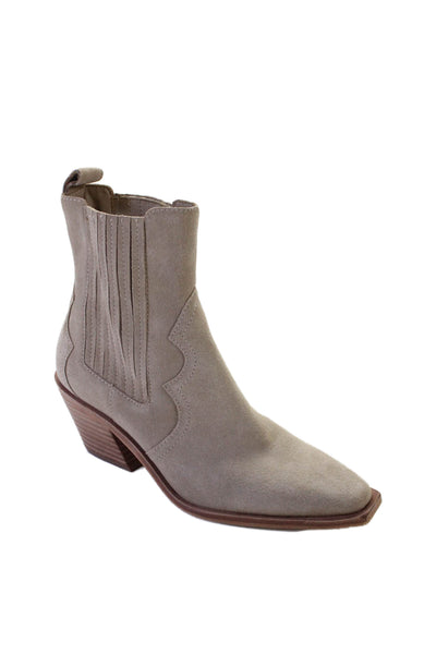 Dolce Vita Women's Pointed Toe Block Heel Ankle Boots Beige Size 6