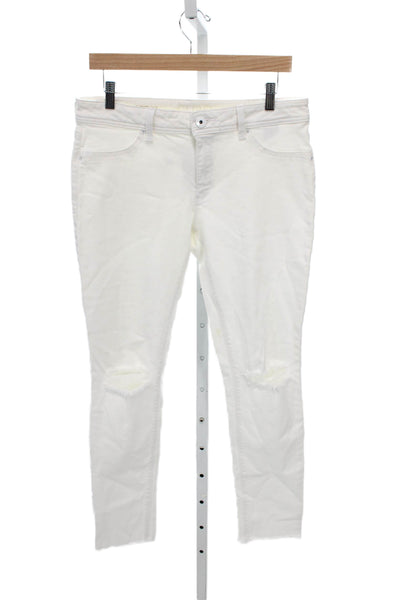 DL1961 Womens High Rise White Cotton Blend Jeggings Button Fly Size 30